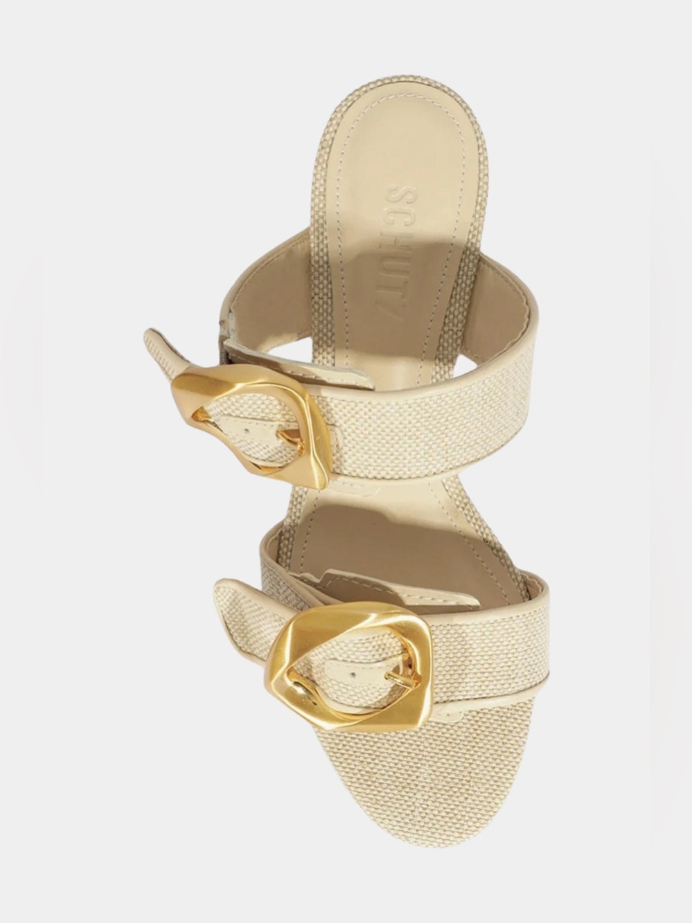 Schutz Olga Sandal Oyster Block Heel Raffia - Picture 3 of 14